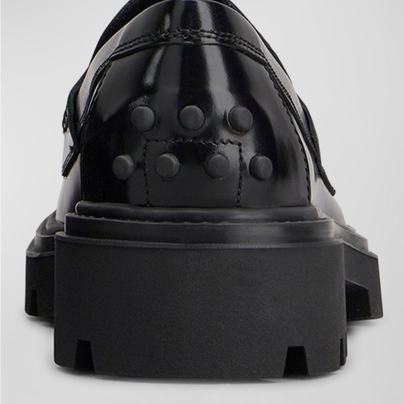 TOD’S Women’s Black Calfskin Lug Sole Penny Loafers (US36 1/2) - Picture 5 of 10